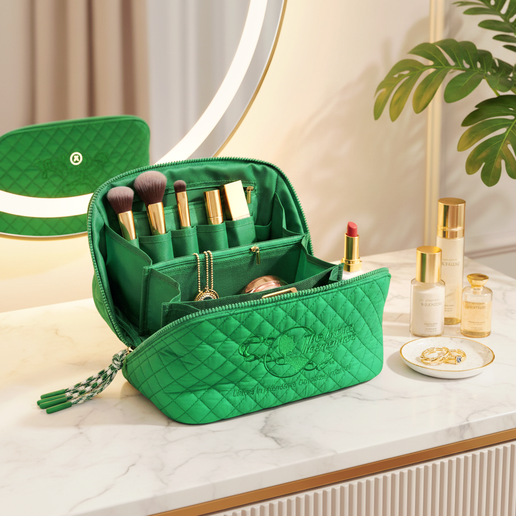 Quilted Accordion Cosmetic/Makeup Bag