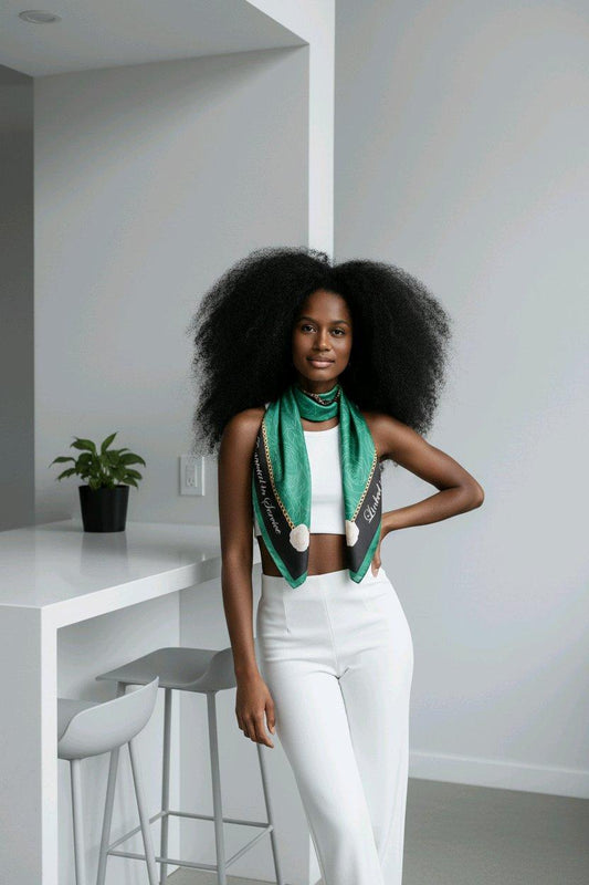 Links Green Patterned Scarf