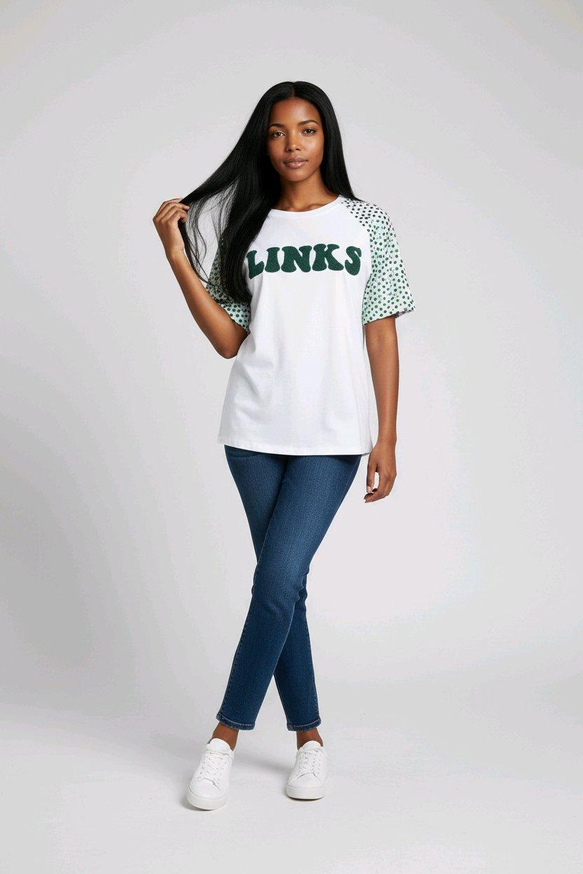 Sequined Short Sleeved Jersey-Style Shirt