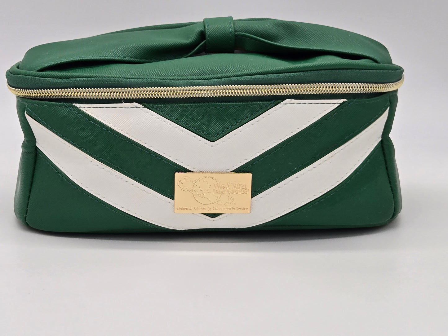 Large Green and White Cosmetic Bag