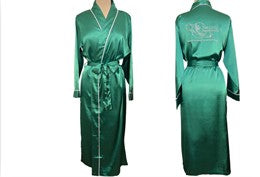 Luxurious Emerald Green Robe with Rhinestone Logo