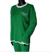 Black & Green Accented Cotton Sweater Set