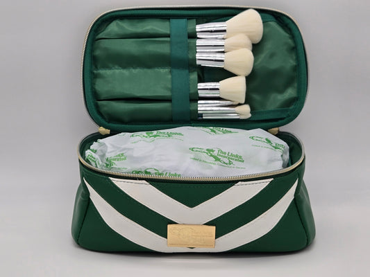Large Green and White Cosmetic Bag