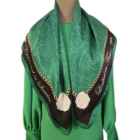 Links Green Patterned Scarf