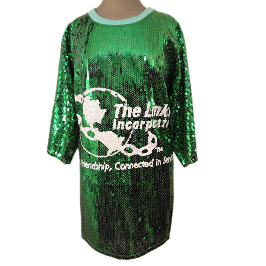 Green Sequined Oversized Jersey-Style Top (O/S)