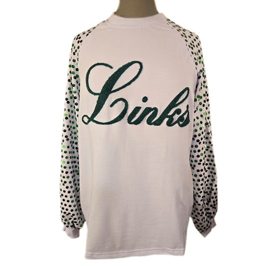 White Jersey-Style Long-Sleeved T-Shirt