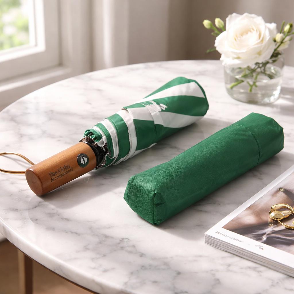 Green and White Umbrella