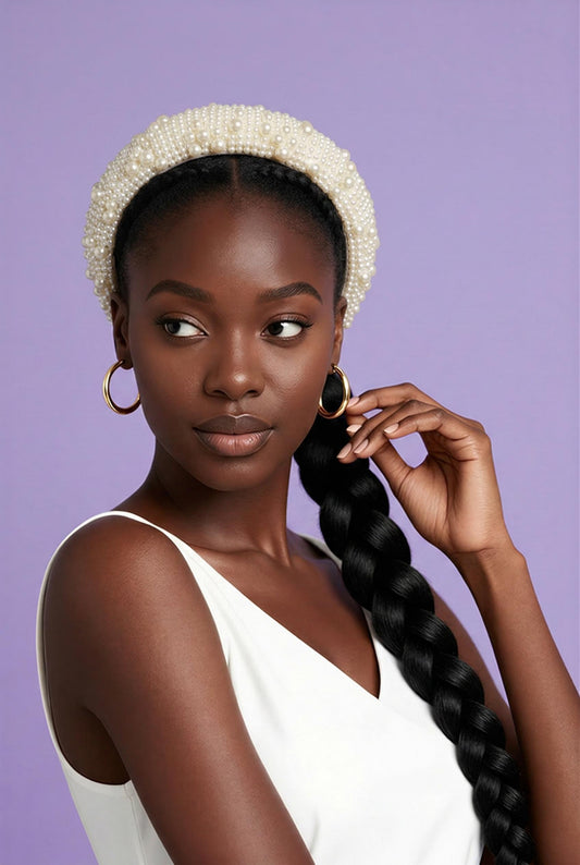 Pearl Beaded Headband - Wide